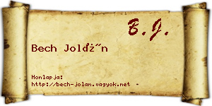 Bech Jolán névjegykártya